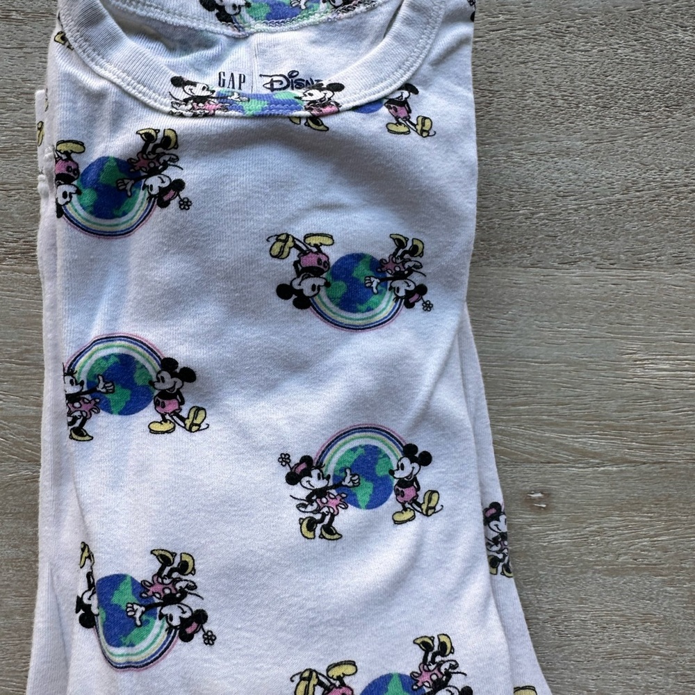 GAP Kids Pajama Set - White with Blue and Black Mickey Mouse Print